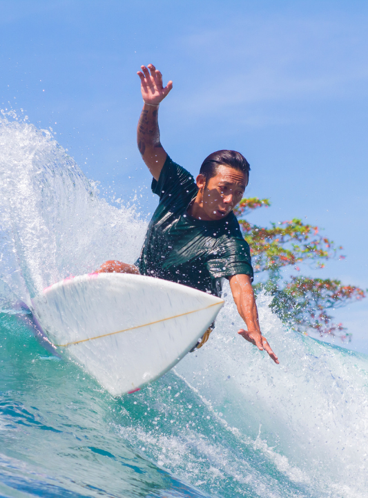 Surfing on Sea t-shirt and rash guard in USA